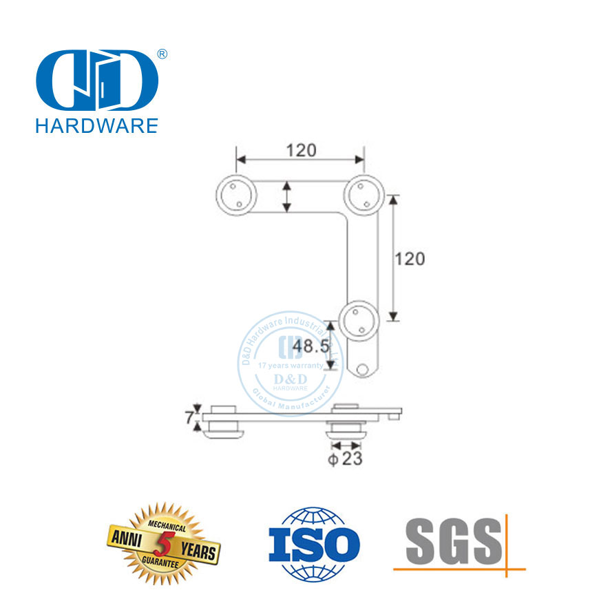 商用门五金不锈钢顶门枢轴家具配件玻璃配件-DDGP015