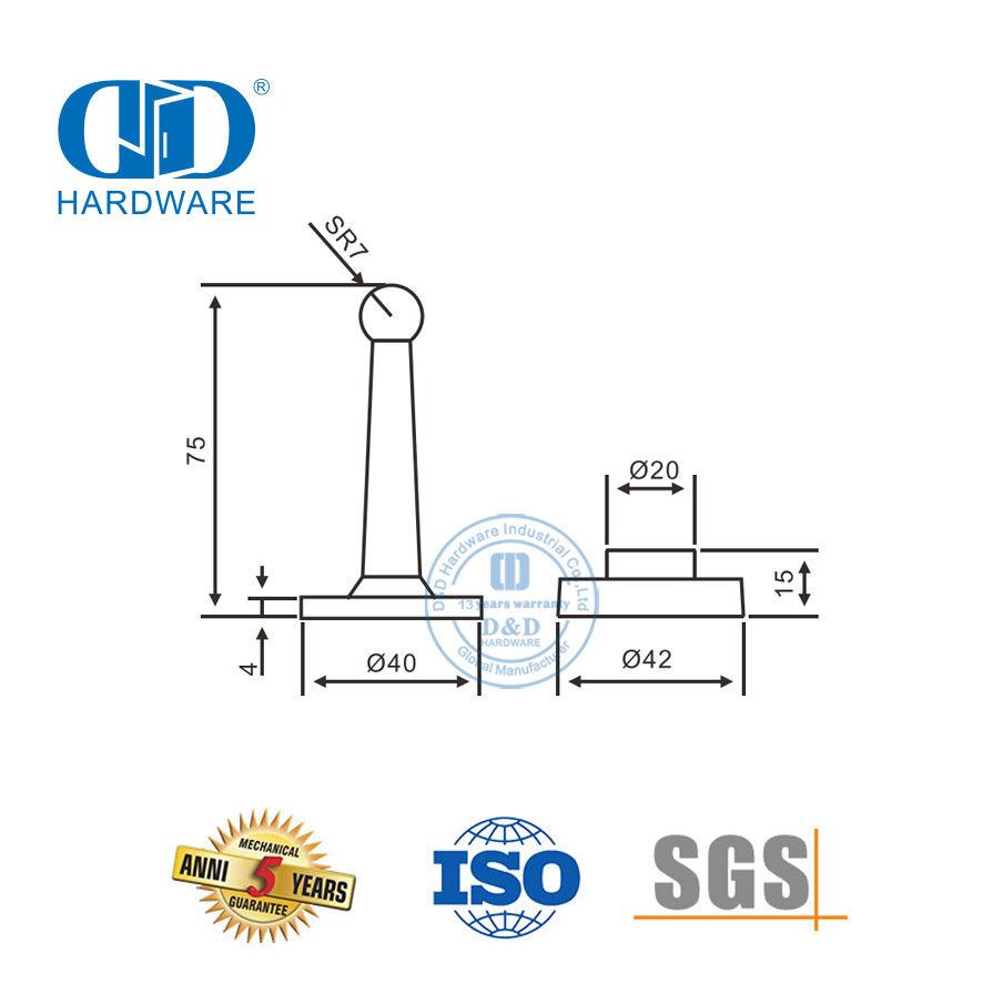 基本定制中国制造T型流行高品质金色黑色门吸-DDDS021
