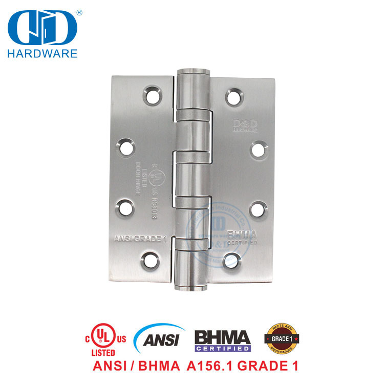 不锈钢 ANSI BHMA UL 认证防火五金配件对接铰链圆角酒店门铰链 -DDSS001-ANSI-1-5x4x4.8mm