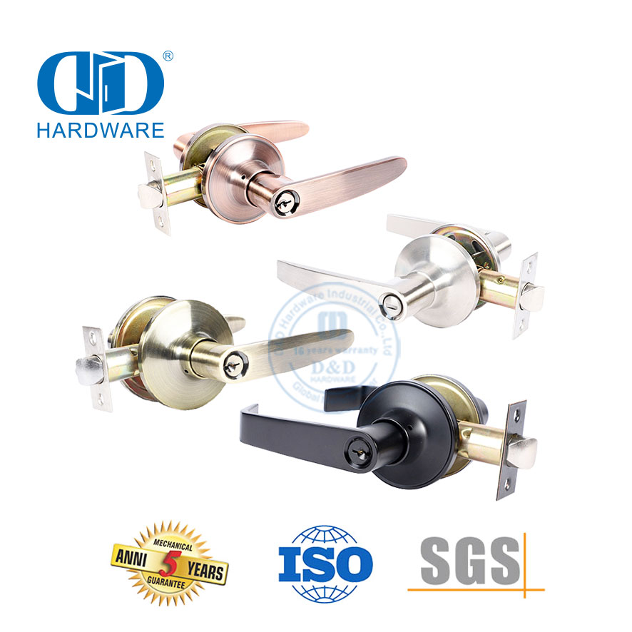 高安全性重型花环锌合金锁芯管状商用五金管状杠杆可上锁旋钮锁具适用于木金属门-DDLK018