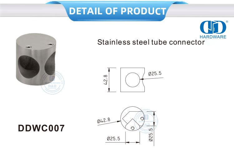 不锈钢玻璃淋浴铰链连接器墙角连接器管连接器-DDWC007