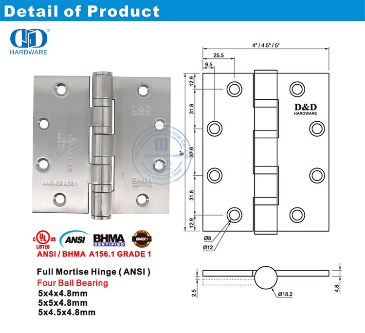 政府办公室门用重型安全铰链