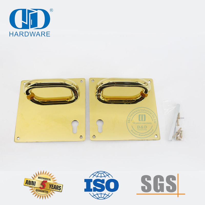 耐用中心对中心 85 毫米不锈钢门把手，带板-DDTP001-PVD