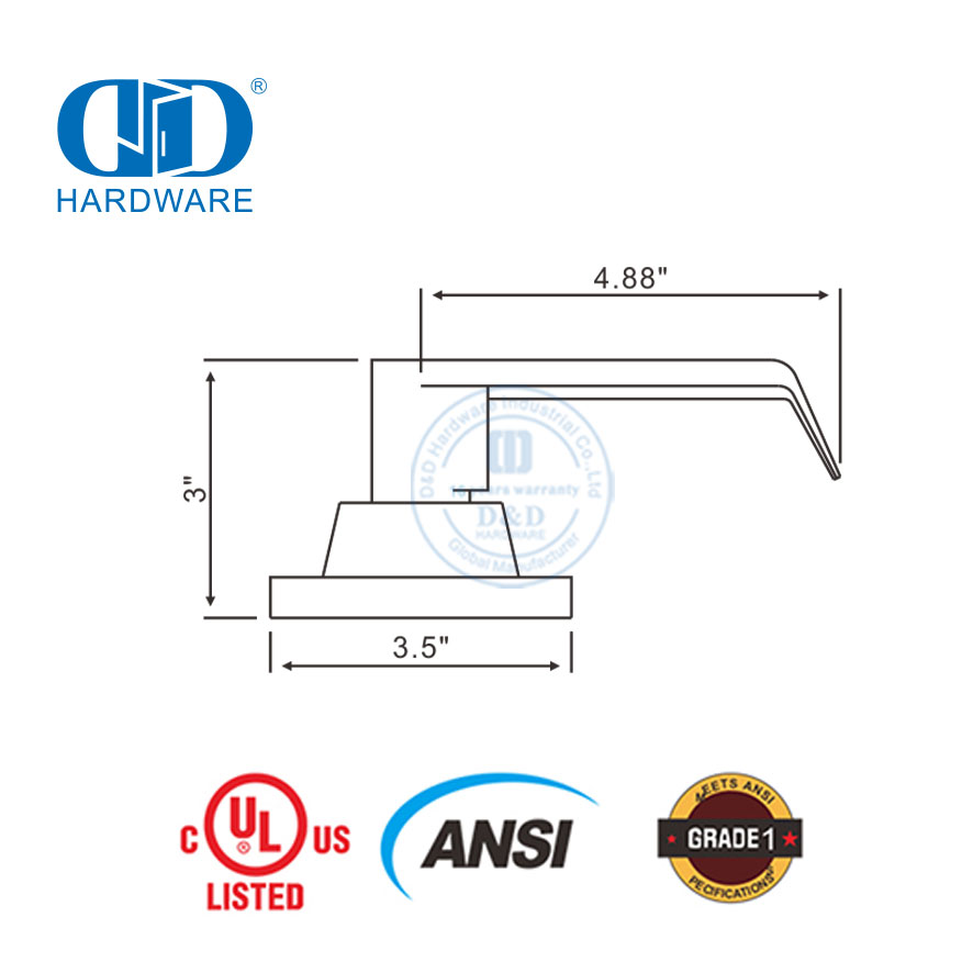 管状 ANSI 1 级高安全性钥匙孔平滑开启可锁锁用于商业室内门锁-DDLK009