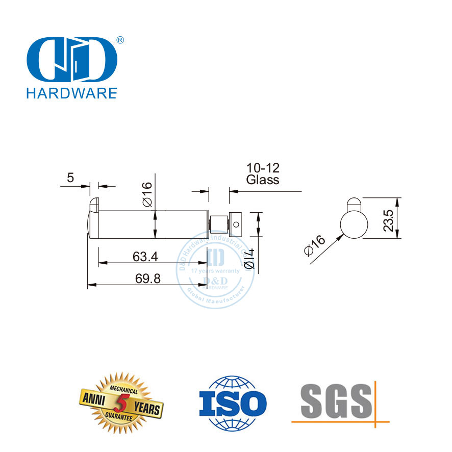 不锈钢卫生间五金玻璃夹玻璃门挡带挂钩-DDWC005