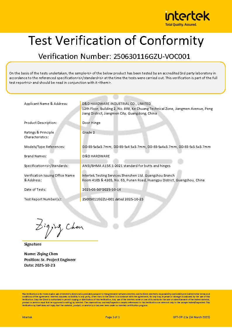 BHMA 证书 ANSI 防火方角商用木门铰链-DDSS001-ANSI-2